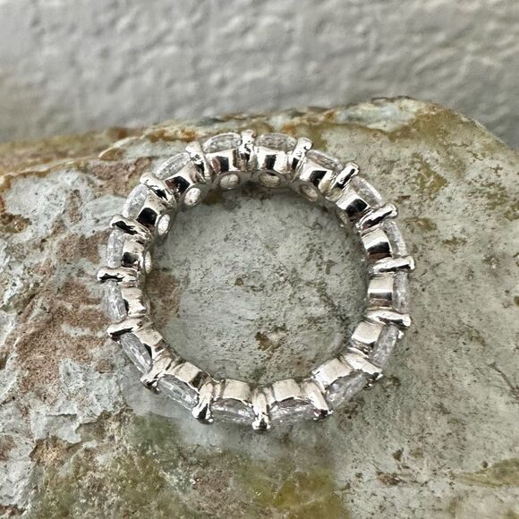 Oval CZ Eternity Band Ring - Picture 6 of 8